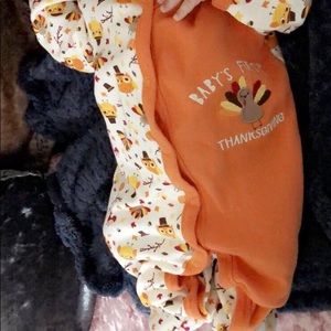 Baby’s first thanksgiving outfit with matching hat